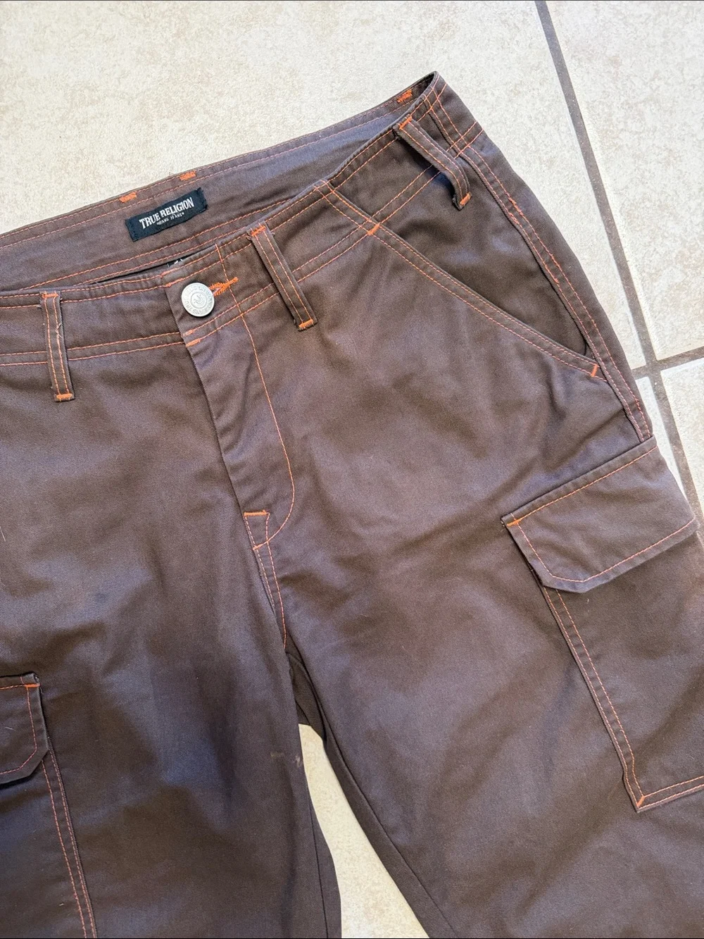 True Religion Brown Cargo Pants Men’s 30 Utility Y2K Streetwear Flap Pocket